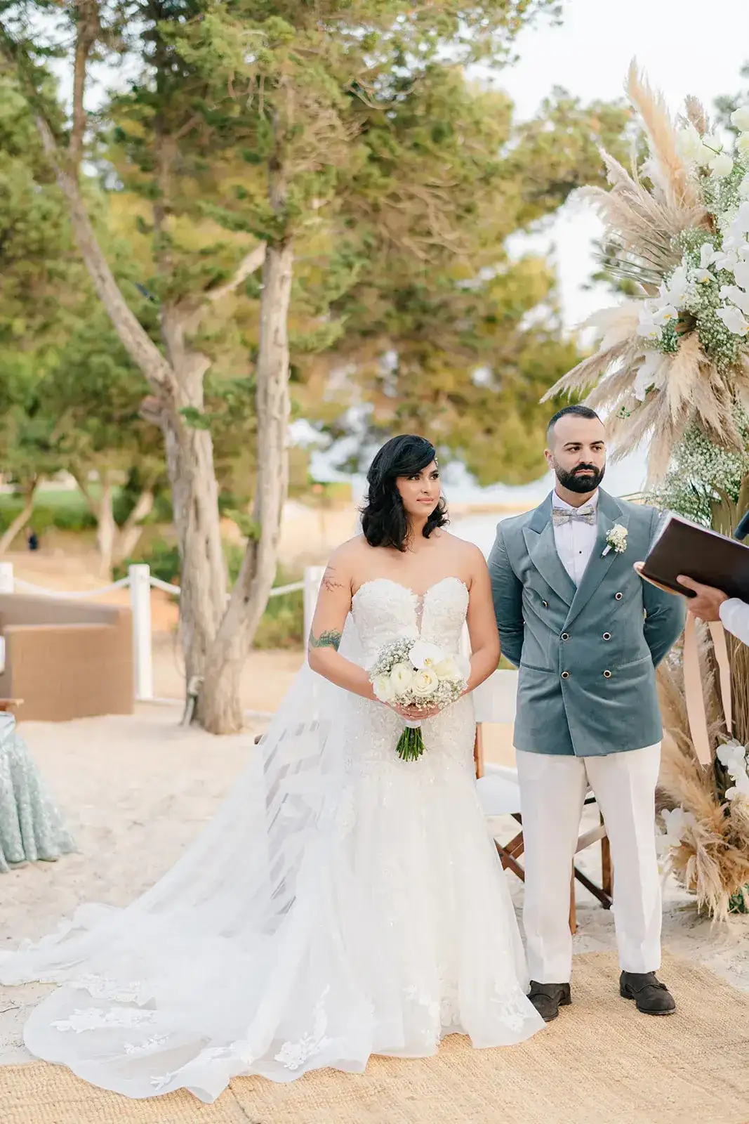 Bride and groom at the beach ceremony, Nikki Beach Ibiza