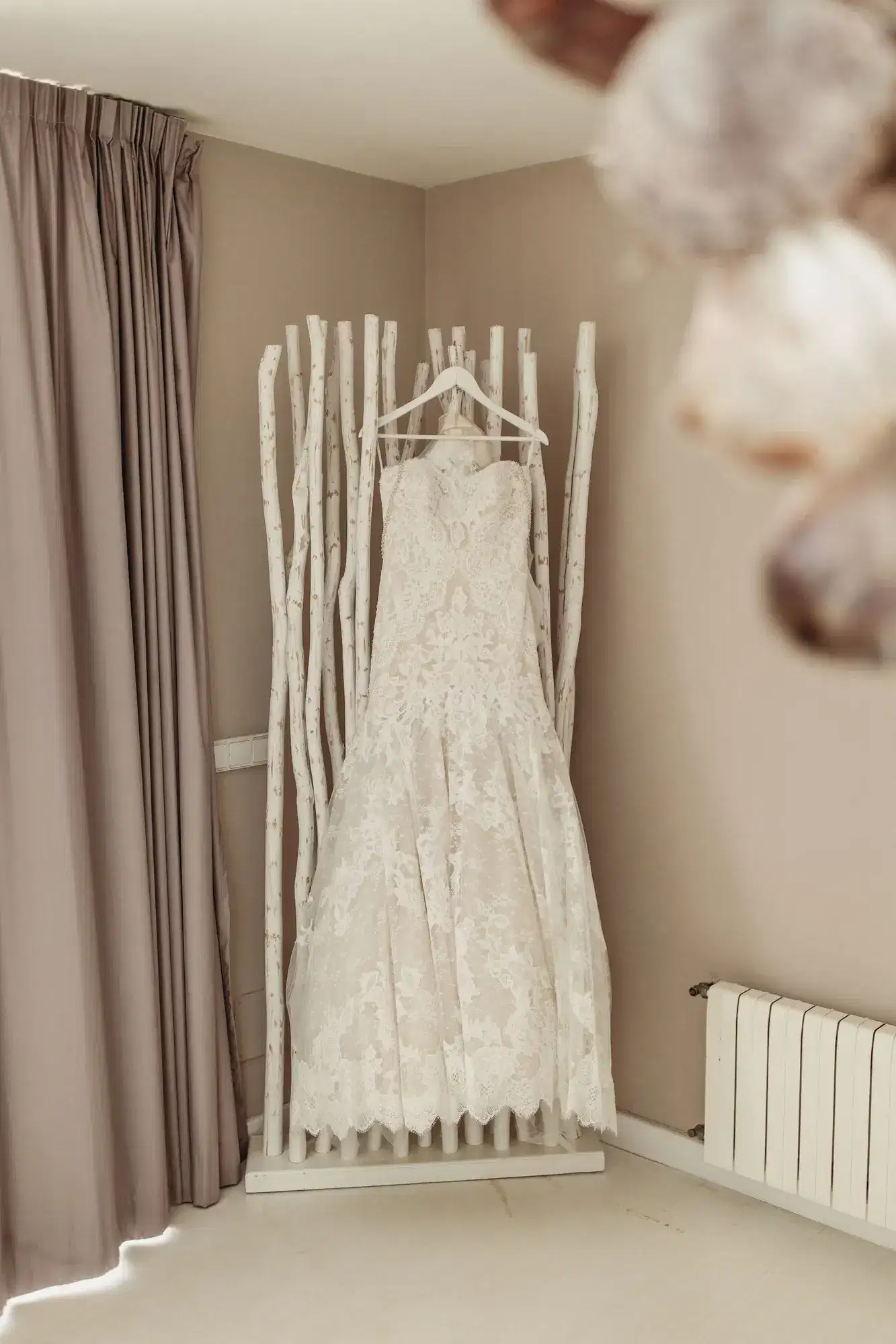 The dress on a white rail