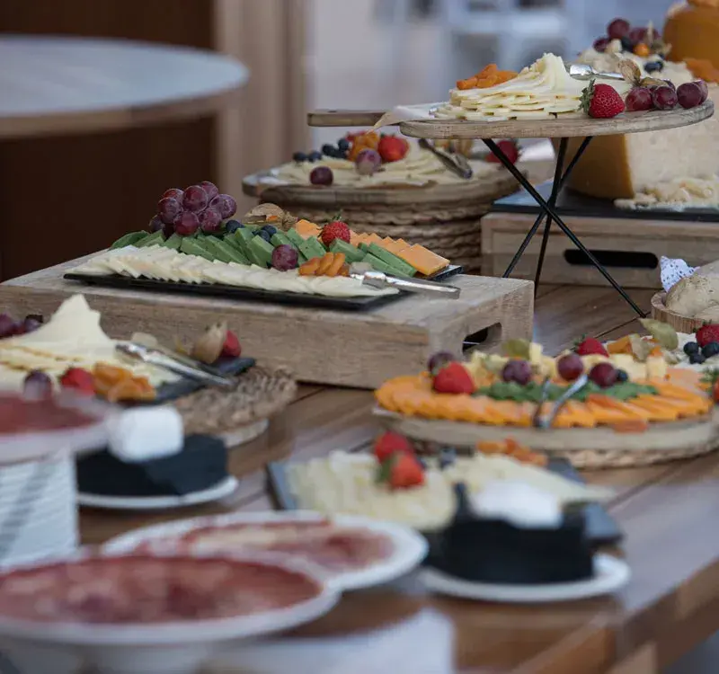 Seahorse Beach Club: Event buffet with cheeses, fruit and cured meats