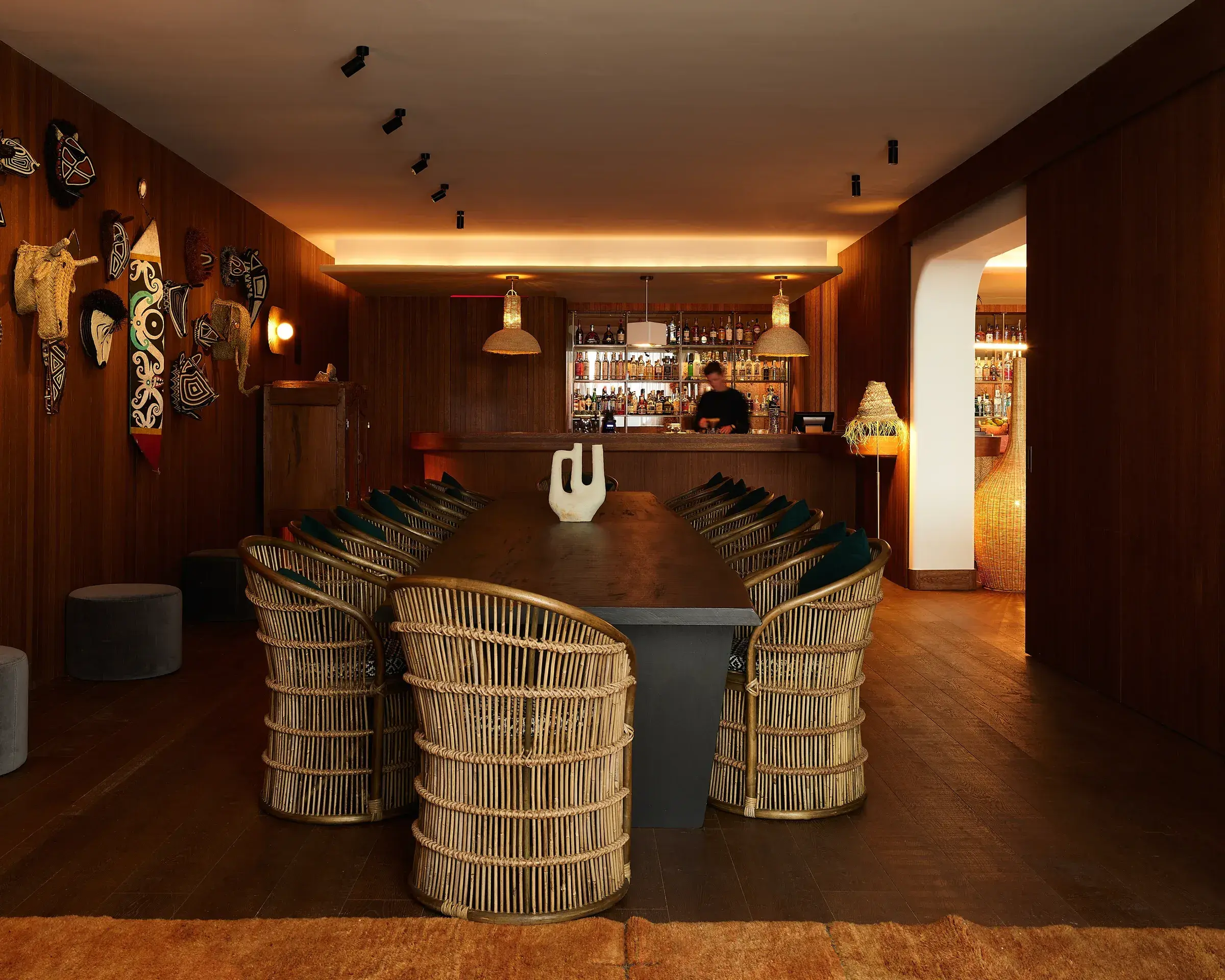 Six Senses Ibiza: Long private dining table inside the Beach Caves