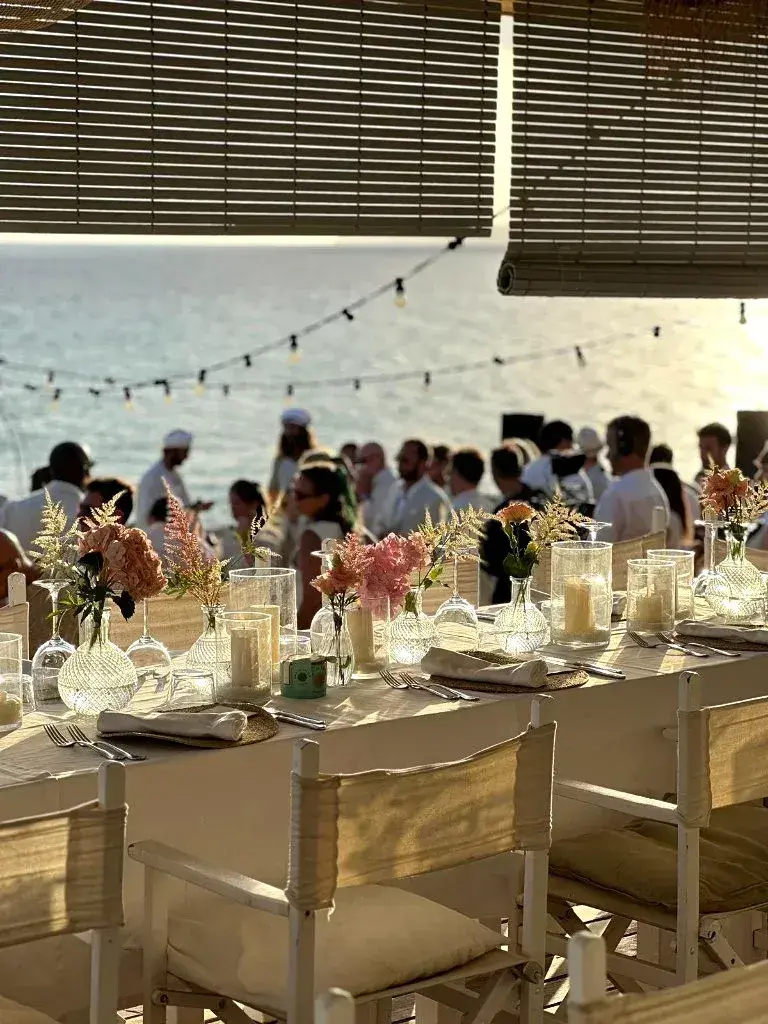 10.7 Formentera: Long event table at sunset on the terrace