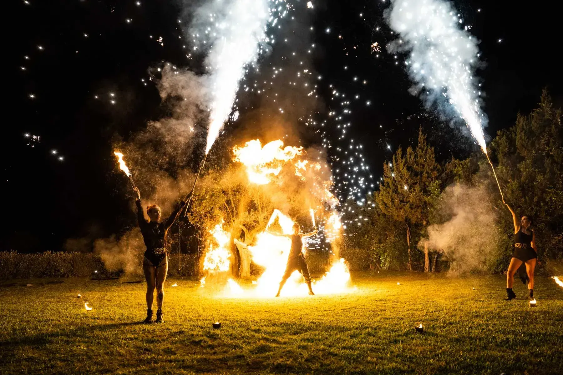 Fire show at a villa celebration