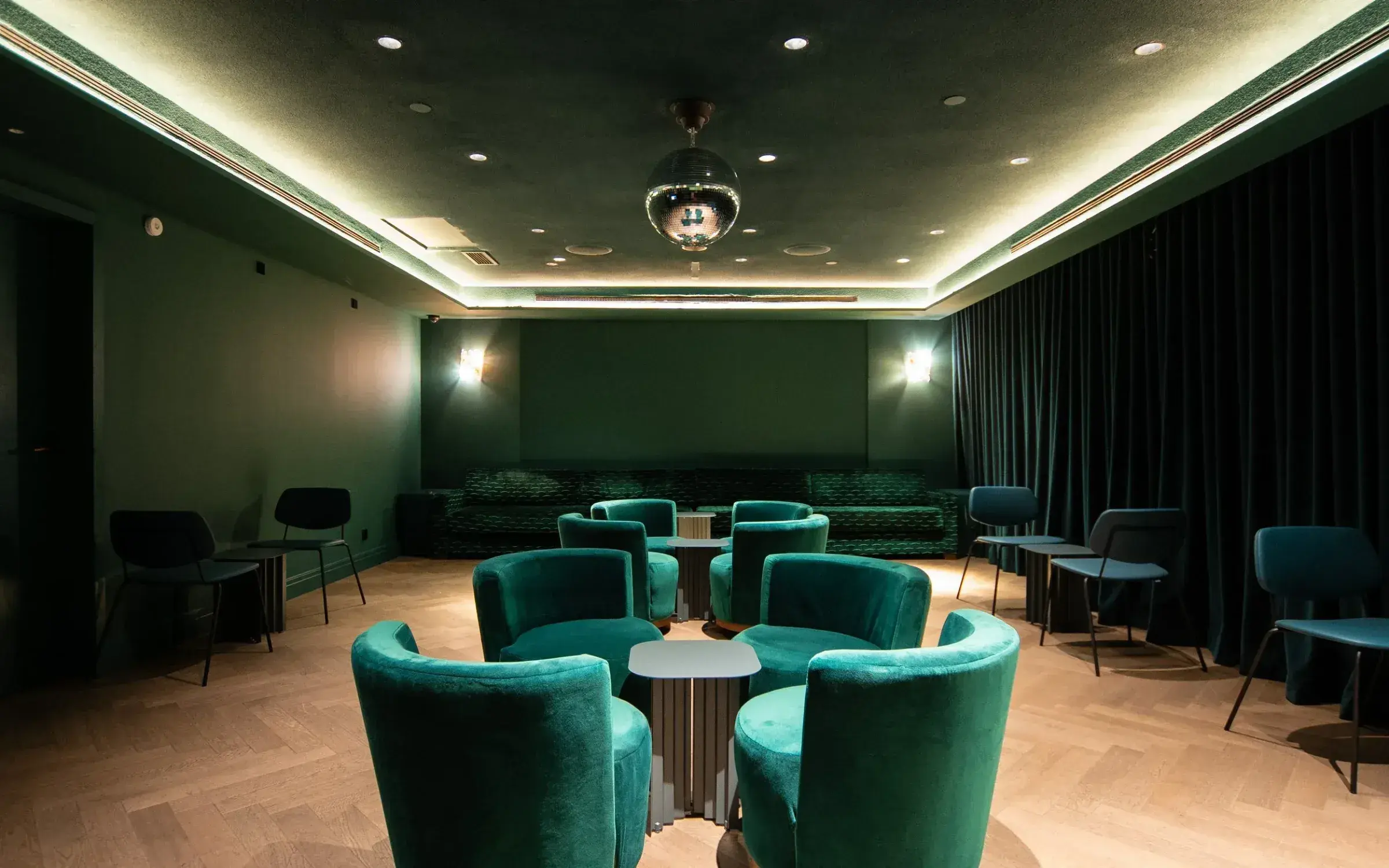 The Standard Ibiza: The Green Room, a dark-green lounge used for private events